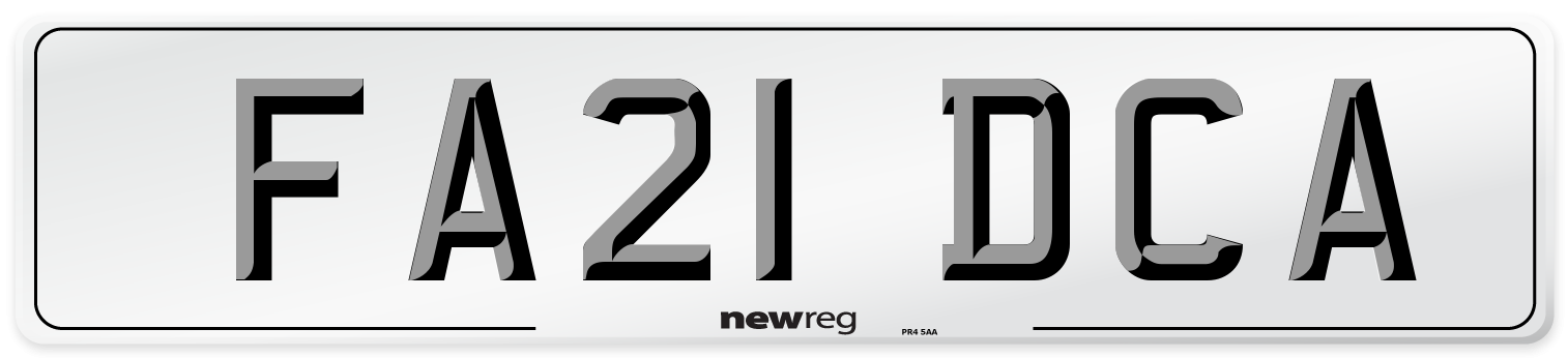 FA21 DCA Number Plate from New Reg